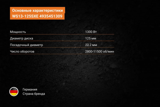 Угловая шлифовальная машина WS13-125SXE