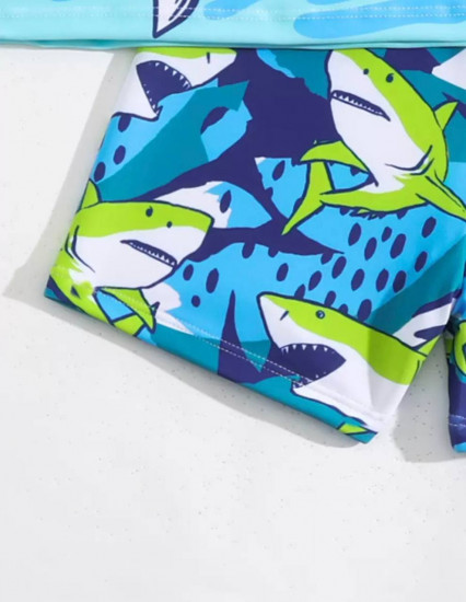 Детский купальник с мультяшным рисунком для мальчиков солнцезащитный с рукавом, быстросохнущий