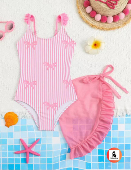 Купальник слитный с парео для девочек