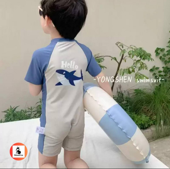 Детский купальник для мальчиков с короткими рукавами солнцезащитный быстросохнущий