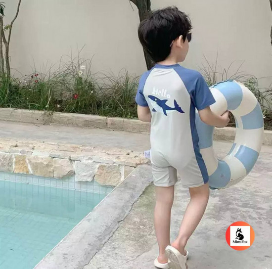 Детский купальник для мальчиков с короткими рукавами солнцезащитный быстросохнущий