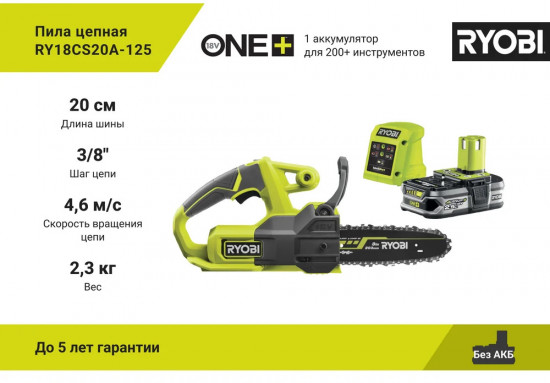 Пила цепная RY18CS20A-125