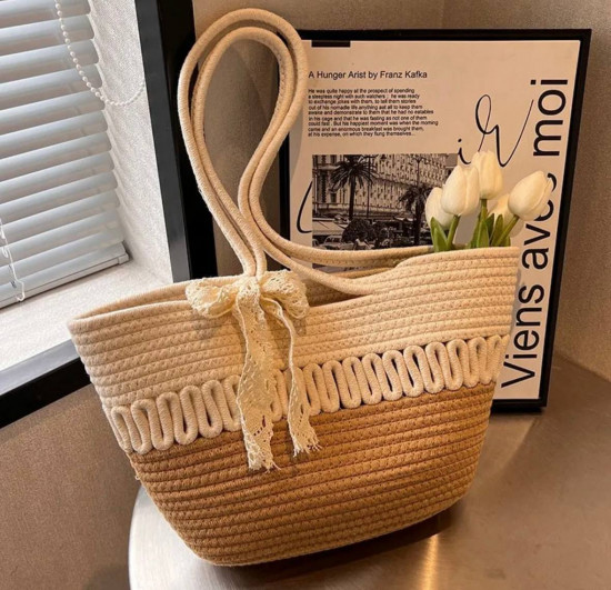 Сумка пляжная плетеная женская