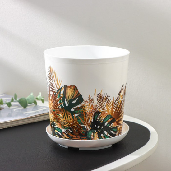 Горшок для цветов с поддоном «Голди. Листья»