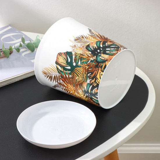 Горшок для цветов с поддоном «Голди. Листья»