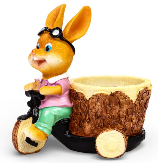 Фигурное кашпо «Заяц на велосипеде»