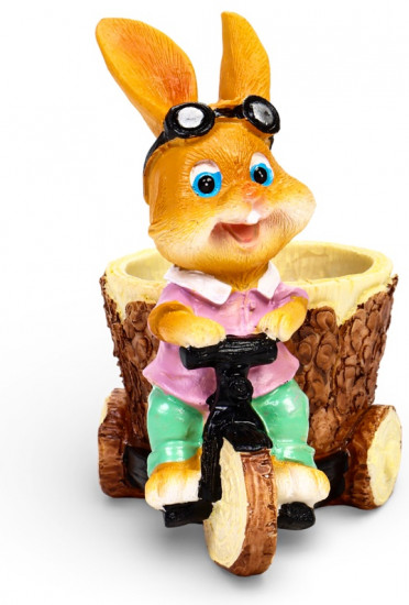 Фигурное кашпо «Заяц на велосипеде»