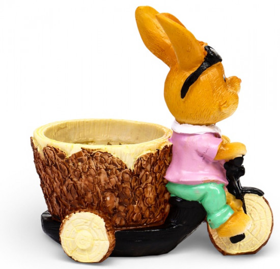 Фигурное кашпо «Заяц на велосипеде»