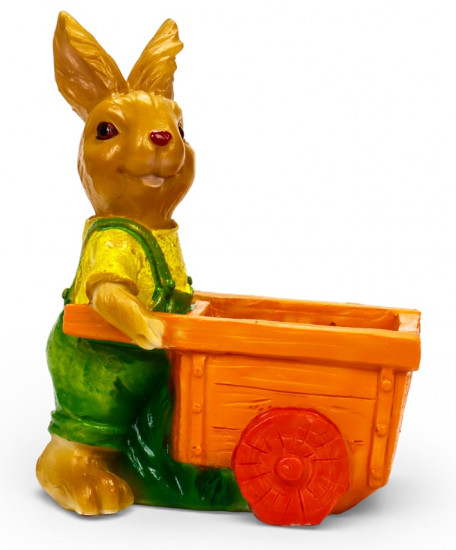 Фигурное кашпо «Заяц с тележкой»