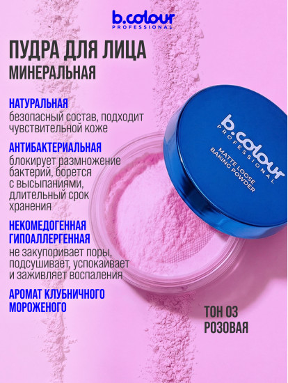 Пудра для лица матирующая рассыпчатая, оттенок 03 Rose