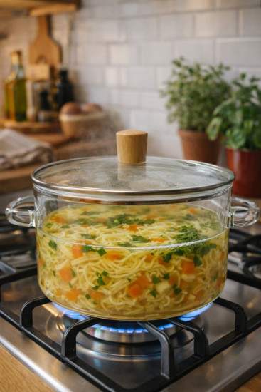 Кастрюля стеклянная с крышкой