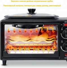 Мини-духовка 3 в 1 с кофеваркой и сковородой - Фото 4