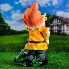 Садовая фигура из полистоуна «Гном с лягушкой» - Фото 5