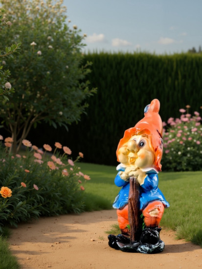 Садовая фигура из полистоуна «Гном с мотыгой»