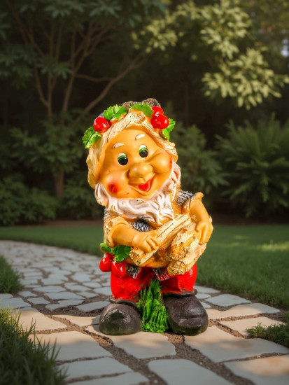 Садовая фигура из гипса «Гном с охапкой дров»