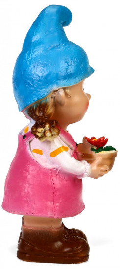 Садовая фигура из полистоуна «Девочка-гном с цветочком»