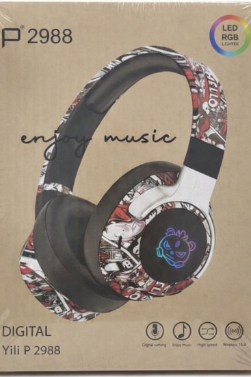 Беспроводные накладные наушники Bluetooth 4в1 с RGB подсветкой