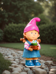 Садовая фигура из полистоуна «Девочка-гном с цветочком» - Фото 8