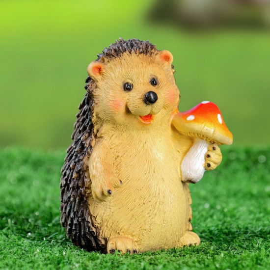 Садовая фигура из полистоуна «Ежик с мухомором»