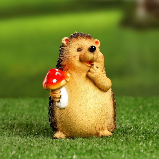 Садовая фигура из полистоуна «Ежик с мухомором»