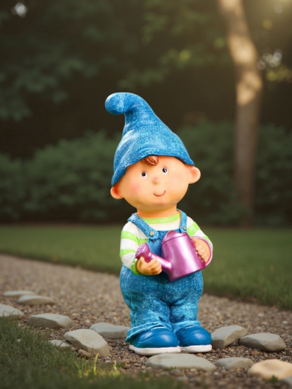 Садовая фигура из полистоуна «Мальчик-гном с лейкой»