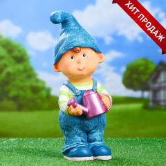 Садовая фигура из полистоуна «Мальчик-гном с лейкой» - Фото 3