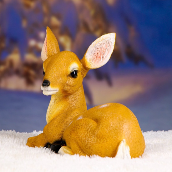 Садовая фигура из полистоуна «Оленёнок лежит»