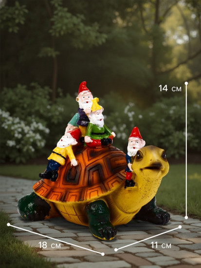 Садовая фигура из полистоуна «Черепаха с гномами»