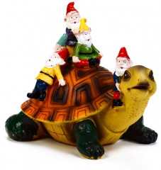 Садовая фигура из полистоуна «Черепаха с гномами» - Фото 2