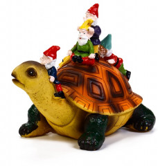 Садовая фигура из полистоуна «Черепаха с гномами» - Фото 4