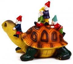 Садовая фигура из полистоуна «Черепаха с гномами» - Фото 5