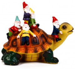 Садовая фигура из полистоуна «Черепаха с гномами» - Фото 7