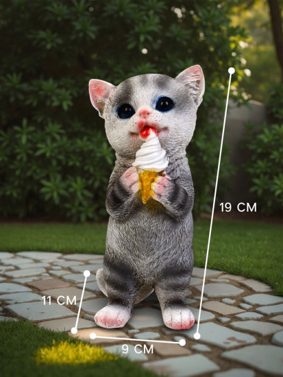 Садовая фигура из полистоуна «Котёнок с мороженым»