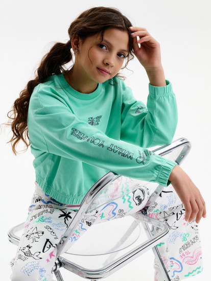 Толстовка для девочек укороченная объемная