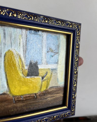 Миниатюрная картина «Котик на кресле» - Фото 2