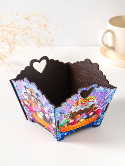 Подставка под кулич «Пасхальные яйца и храм»