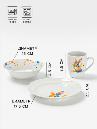 Набор детской посуды «Зайчик»