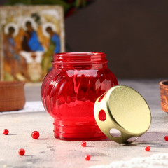 Свеча парафиновая в стеклянном подсвечнике «Лампада» - Фото 1