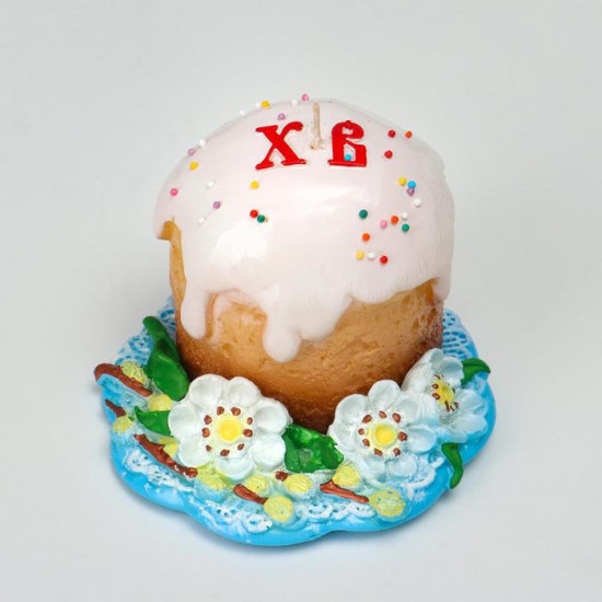 Свеча декоративная «Пасхальный кулич на подставке»