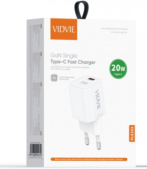 Комплект СЗУ Vidvie PLE253TT 20W Type-C порт с кабелем Type-C-Type-C
