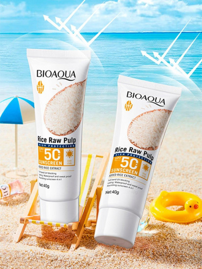 Солнцезащитный крем для лица с экстрактом риса «Rice Raw Pulp Sunscreen» SPF 50+