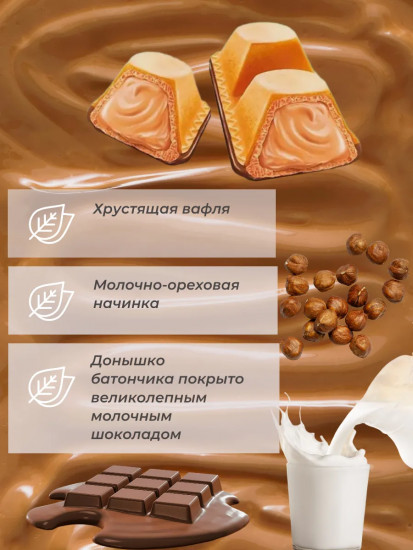 Вафельный батончик с молочно-ореховой начинкой «Creamy White»