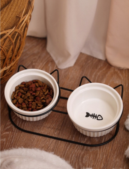 Двойная миска на подставке