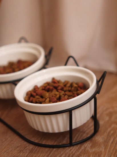 Двойная миска на подставке