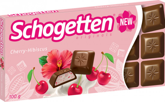 Шоколад молочный с начинкой из йогурта со вкусом вишни и гибискуса