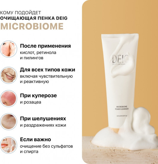 Мягкая очищающая пенка с постбиотиками и ресвератролом «Microbiome Foam Cleanser»