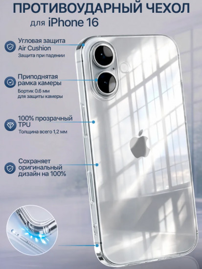 Прозрачный чехол IPhone 16