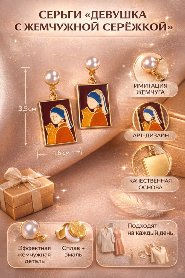 Серьги «Девушка с жемчужной серёжкой»