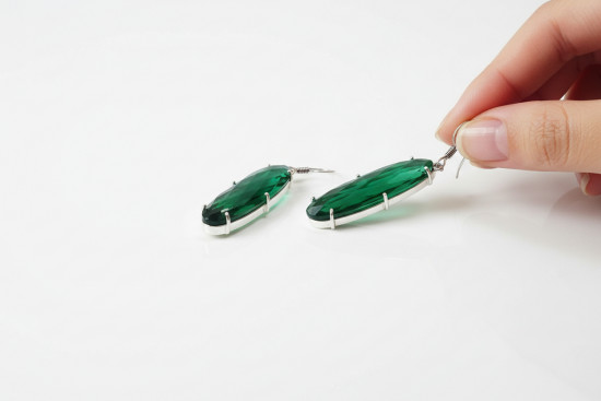 Серьги с зеленым кварцем