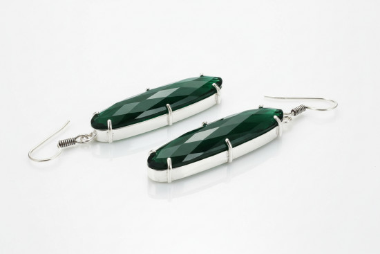 Серьги с зеленым кварцем